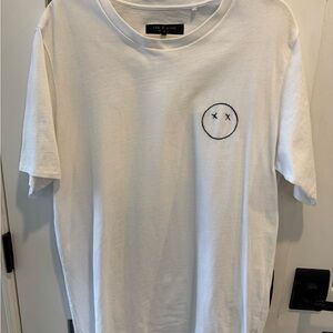rag & bone White Crewneck Tee with Embroidered Smiley